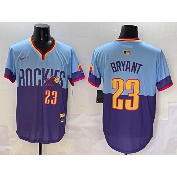 Mens Kids Youths Womens Kris Bryant Stitched Jersey Purple Light Blue